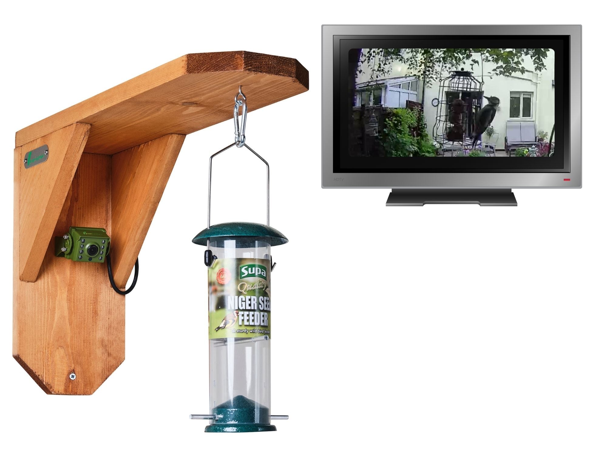 Bird Feeder Camera Kit with Wooden Feeding Station