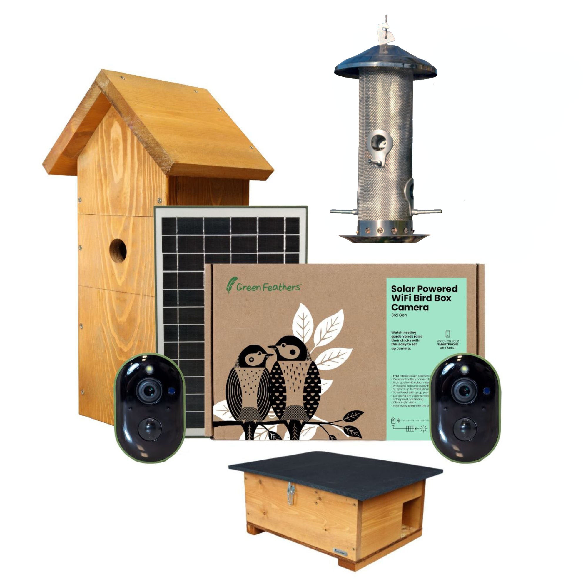 Solar Powered WiFi Bird Hedgehog Rewilding Pack – Green Feathers