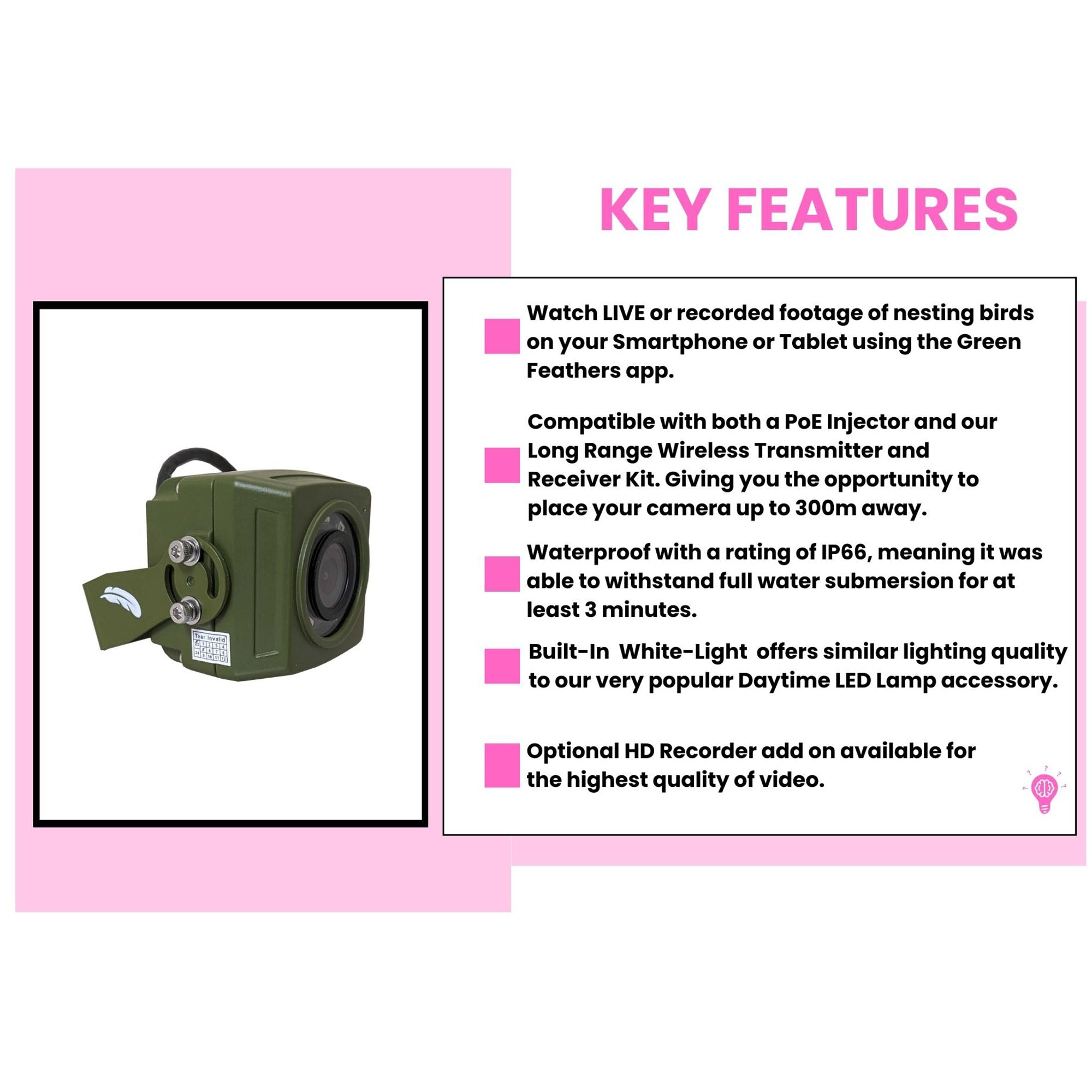 Wired Network Bird Box & Wildlife HD Camera (Camera Only)