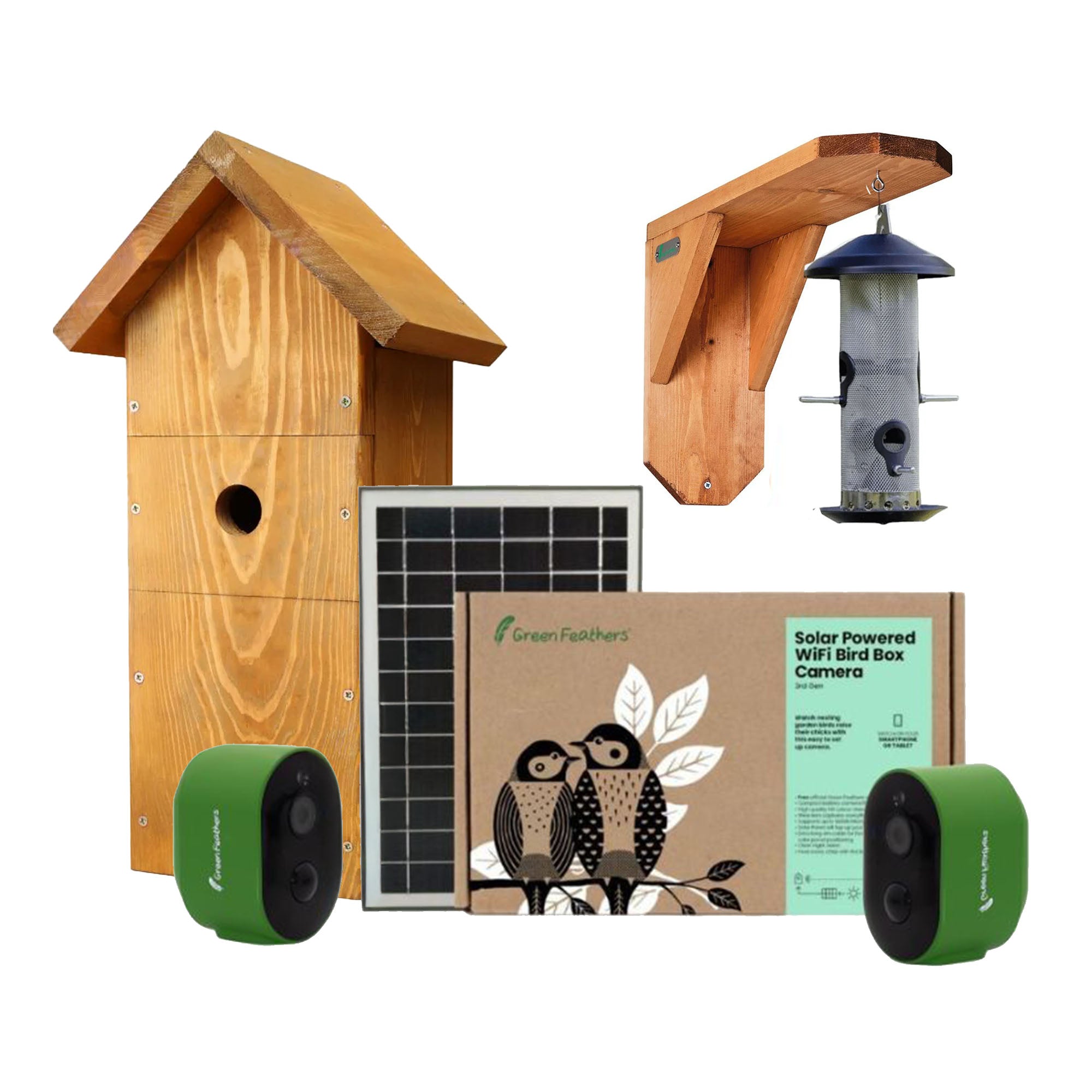 Solar Bird Box and Bird Feeder 2 Camera Garden Kit