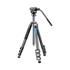 Leofoto LV-284C Head Manba LV Video Head System Flip Lock Carbon Fibre Tripod and BV-5 Fluid Head