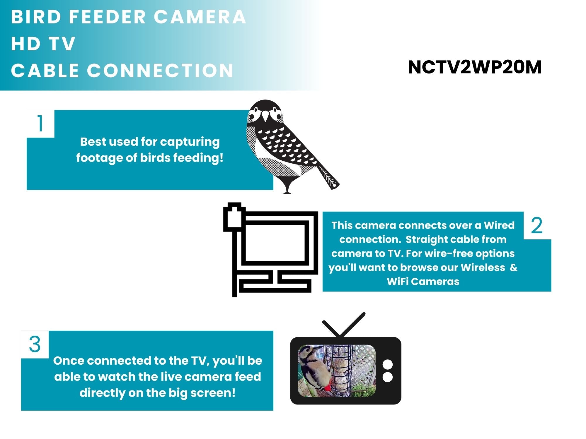 HD Cable Connection Bird Feeder Camera Starter Pack