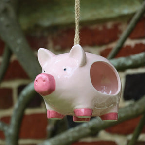 Hanging Ceramic Pig Bird Feeder
