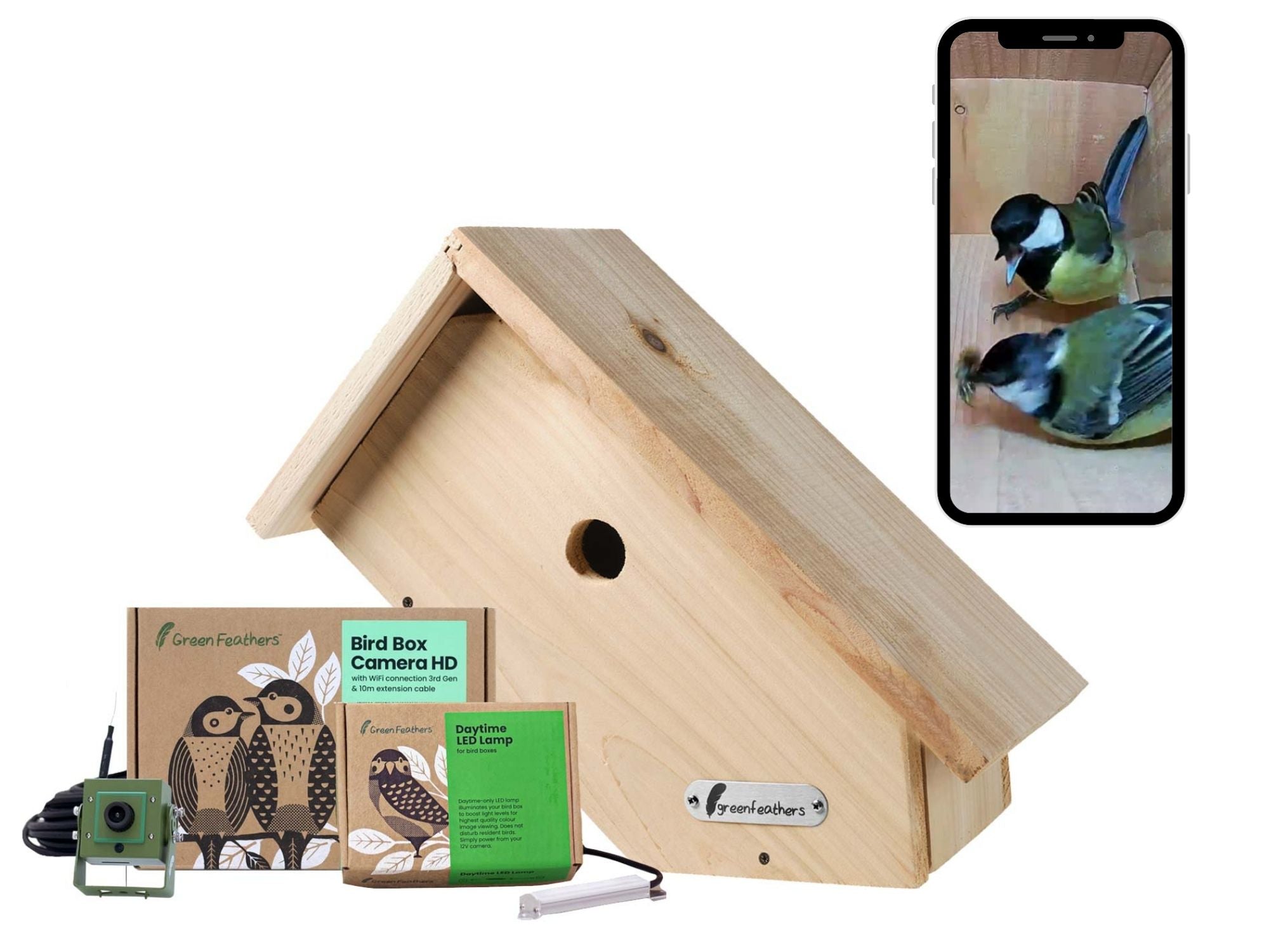 WiFi Bird Box Camera - WiFi Nest Box Camera | Green Feathers