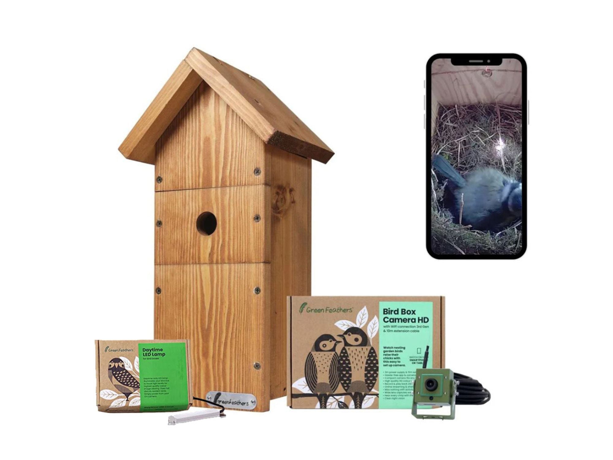 WiFi Bird Box Camera - WiFi Nest Box Camera | Green Feathers