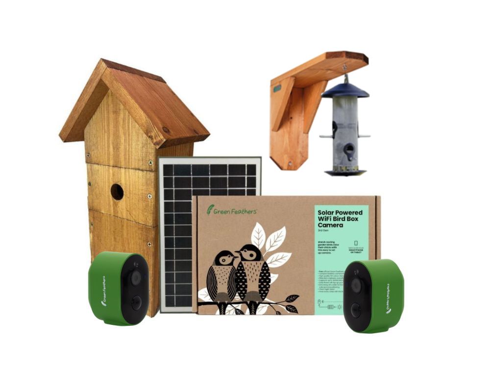 Solar Bird Box and Bird Feeder 2 Camera Garden Kit