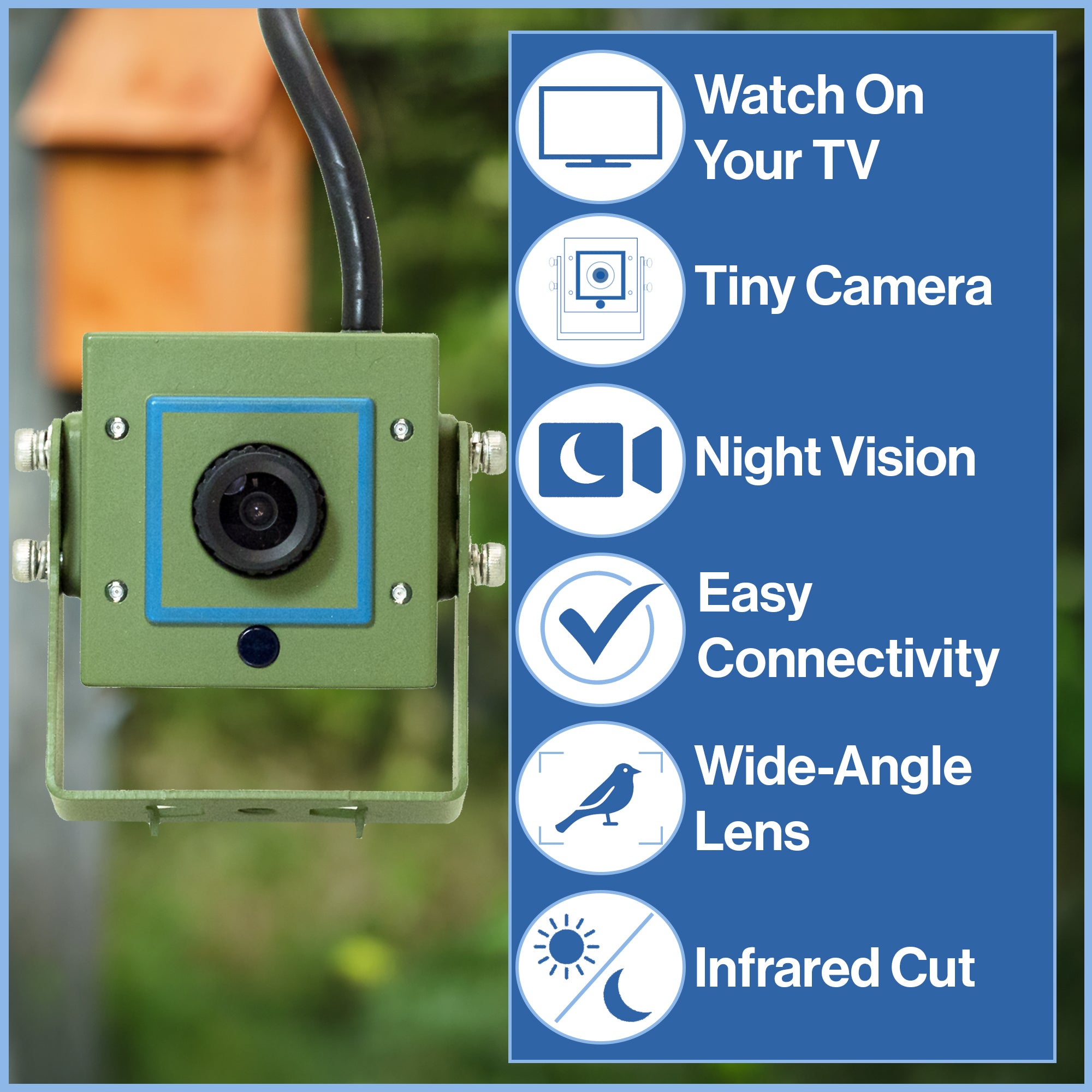 Letterbox Camera Wired Bird Box Camera Kit DIY Camera Box | Green Feathers