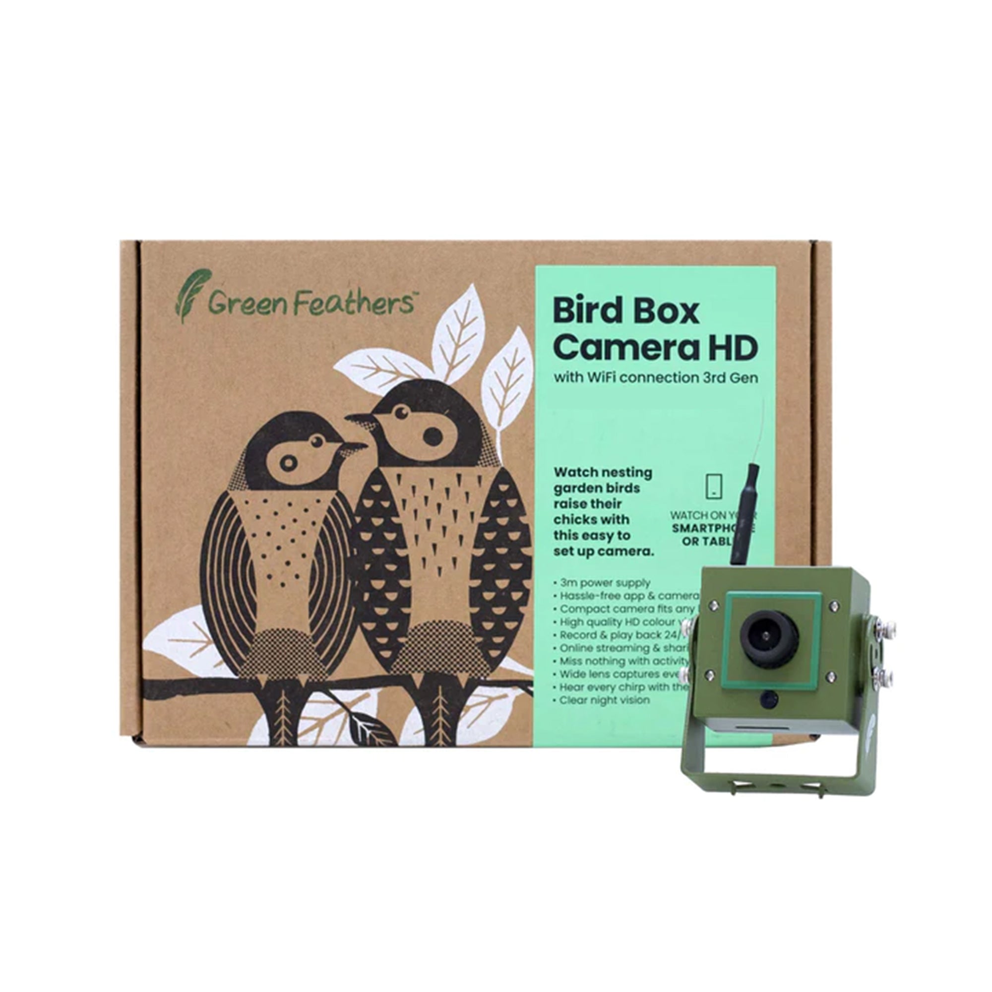 WiFi Bird Box Camera - WiFi Nest Box Camera | Green Feathers