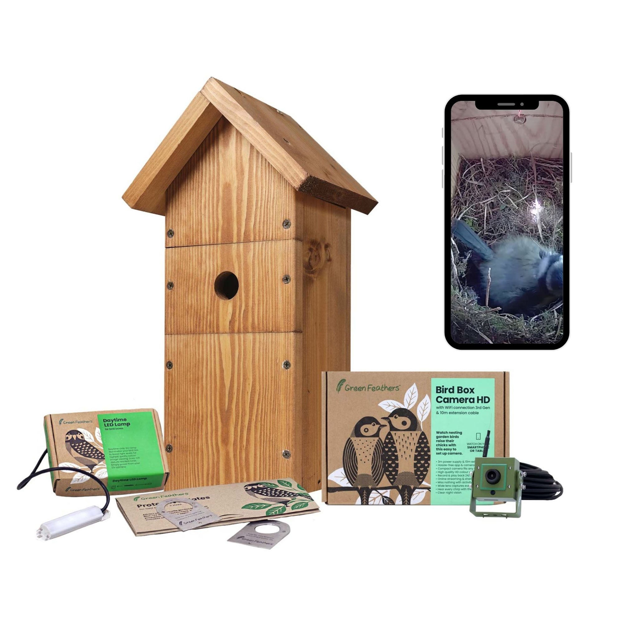 WiFi Bird Box Camera - WiFi Nest Box Camera | Green Feathers