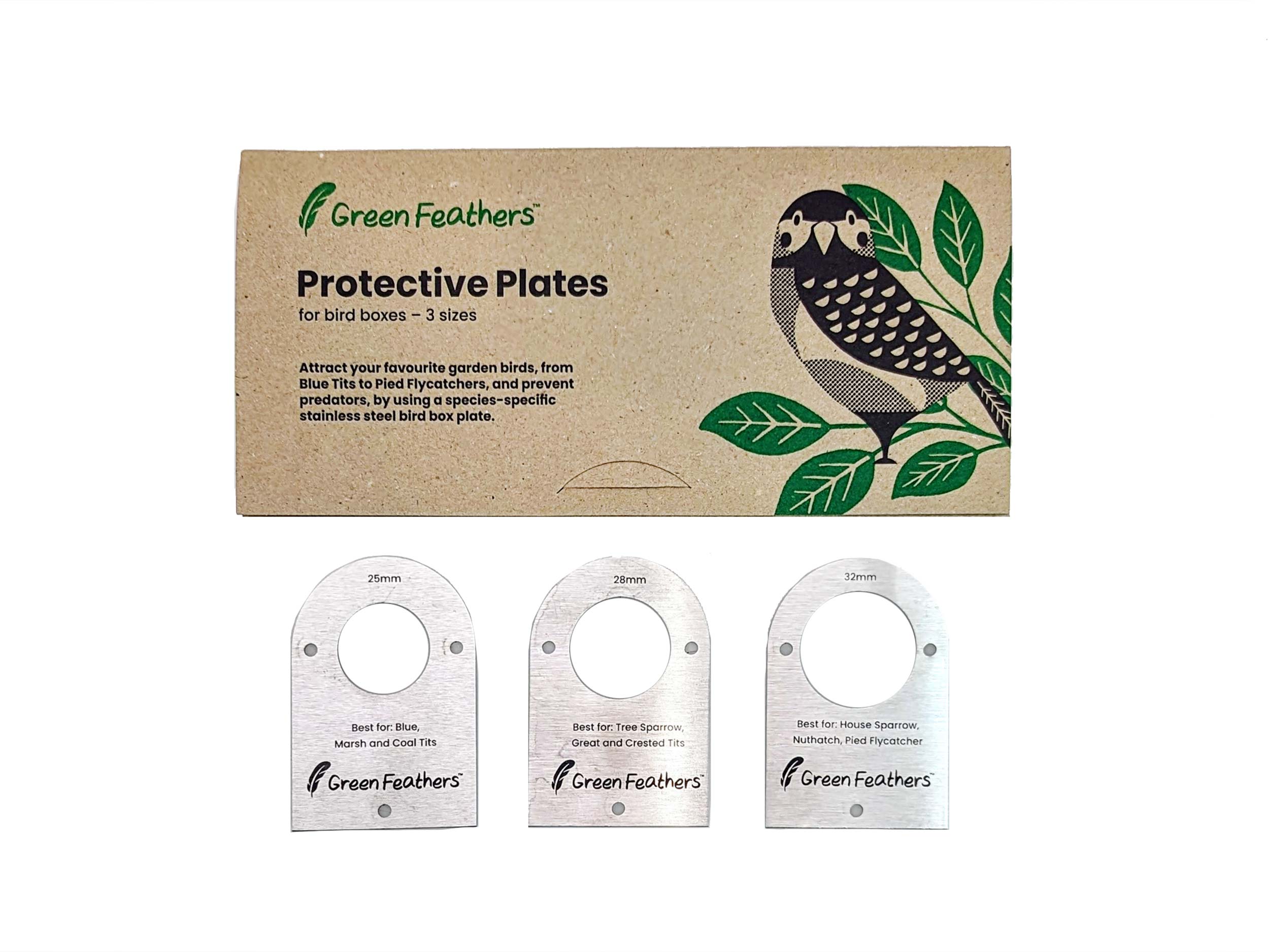 Green Feathers Bird Box Stainless Steel Cover Plates